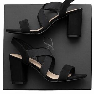 Forever Young Black Crisscross Block Heel Sandals
